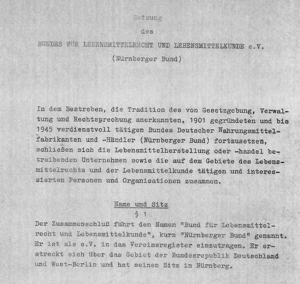 Erste Satzung aus dem Jahr 1955.