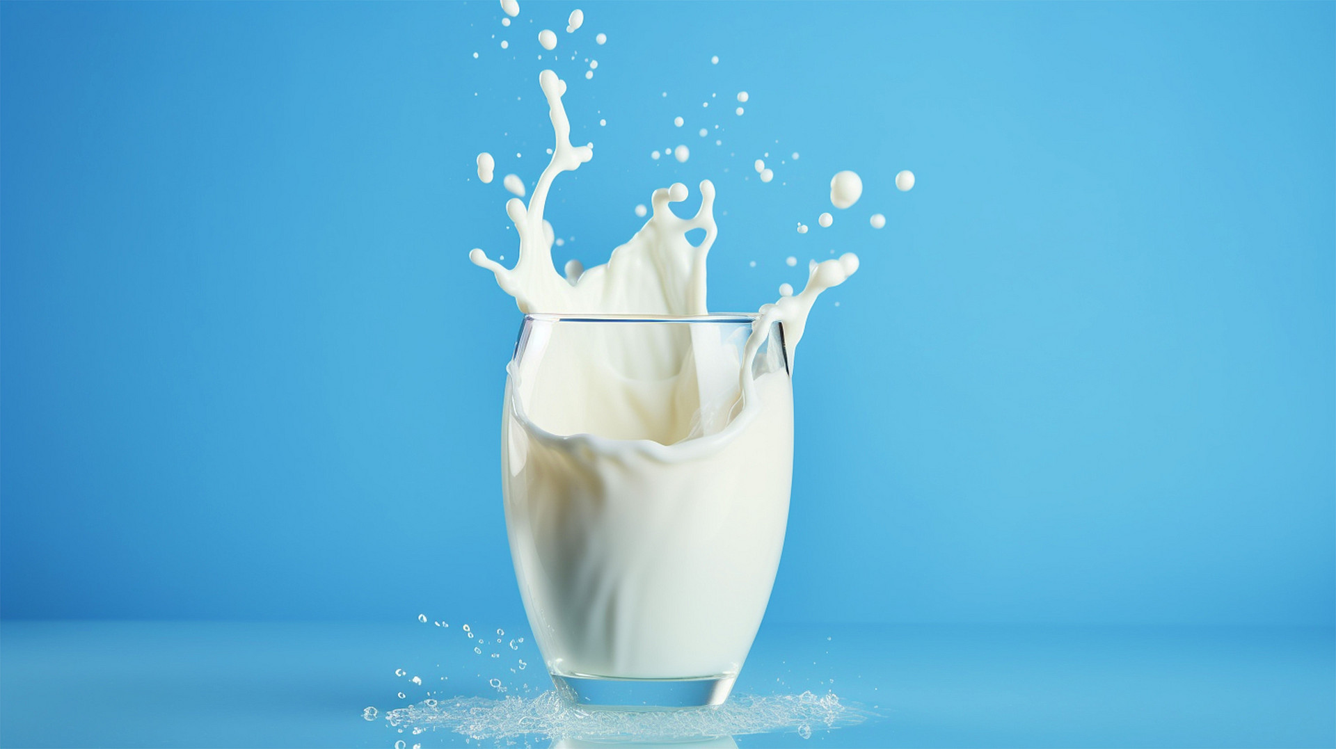 Ein Glas Milch isoliert vor einem blauen Hintergrund