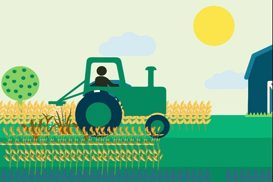 Standbild aus dem Video des Lebensmittelverbands Deutschland zu Genome Editing: Traktor auf einem Feld