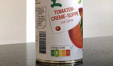 Nutri-Score-Kennzeichnung auf einem Demoprodukt.