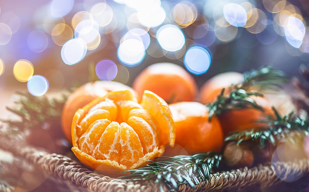 Fresh Clementines or Tangerines in the Basket