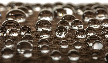 Water droplets on moisture resistant fabric Close up